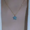 Nuevo Collar con Colgante de Flor de Hielo Azul Fresco de Verano, Collar Sencillo y Favorecedor para la Piel al por Mayor