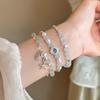Exquisito Pulsera de Mariposa de Cristal Artificial Perla Plata Rota para Niñas, Pulsera de Moda y Versátil, Joyería de Mano Fresca y de Gama Alta