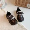 Zapatos de Cuero Pequeños de Princesa de Moda con Lazo de Encaje para Niñas 2026 Primavera/Otoño Nuevos Mocasines de Estilo Coreano para Niños Zapatos de Suela Gruesa