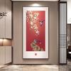 Pintura decorativa de entrada de puerta feliz, nueva edición vertical china, significado de buenas flores y pájaros, pintura colgante, pasillo, murales de sentido alto.