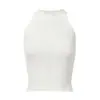 Camisola de Punto Elegante Blanca de Verano 2026 Nuevo Estilo Inspirada en Chanel Lujo Ligero Cuello Redondo Sin Mangas Cortas Ajustada para Mujer