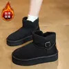 Botas de neve femininas com sola grossa, novo estilo inverno 2026, casuais, que aumentam a altura, botas curtas, forradas com fleece, espessadas para aquecimento, sapatos de algodão estilo nordestino