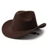 Amazon Chapéu de Coco de Aba Larga Cor Sólida Chapéu de Cowboy Ocidental Feminino Outono/Inverno Retrô Britânico Aba Virada Chapéu de Jazz Masculino