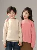 Malhas de Lã Pura para Crianças de Meia-Idade e Grandes no Outono e Inverno Nova Malha Infantil com Gola Redonda para Meninos e Meninas Malha Base Engrossada Malha para Bebês