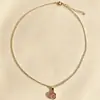 Nova Colar Pingente de Cristal de Calcedônia Rosa de Nicho, Colar com Pingente Redondo, Acessório da Moda e Estiloso