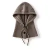 Chapéu e Cachecol Integrados de Cor Pura Outono e Inverno Chapéu de Lã Chapéu Quente de Inverno para Ciclismo com Proteção para as Orelhas Chapéu de Tricô de Caxemira Chapéu para o Frio