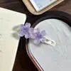 Pinza para el pelo de color caramelo con flor de cerezo, transparente, con purpurina fina, flor, accesorio para la cabeza lindo para niños, accesorios para el pelo de niña pequeña, pinza lateral para estudiantes