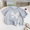 Camiseta de Manga Corta Estilo Coreano con Mariposa para Niñas, Moderna Camiseta de Manga Corta con Lentejuelas Nuevo Estilo 2026, Ropa Casual Elegante para Niñas