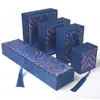 Caixa de Joias com Padrão de Argola, Caixa com Borla, Caixa para Pulseira, Caixa de Presente para Armazenamento de Jade Jade