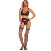 Conjunto de Lingerie de Renda Floral Vazada para Exportação, Aliexpress, Amazon, Sutiã Push-Up, Conjunto de Duas Peças 4015