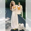 2026 Verano Nuevo Estilo Top Camisola Hada Deseo Puro + Cubre Top de Manga Larga Dulce Estilo Conjunto de Dos Piezas 12377