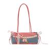 2025 Nuevo Estilo Coreano Encaje Cuadros Versátil Bolso de Hombro Portátil Estudiante Bolso Baguette de Axila para Mujer Gran Capacidad