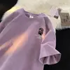 Camiseta Masculina de Algodão Puro com Manga Curta Estilo Hong Kong 2025 Tendência Camiseta Básica Solta Tops Casuais Meia-Manga para Casal