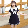 Vestido de Manga Corta para Niña Estilo Western de Verano Vestido de Princesa Infantil Lolita JK Celebridad Cibernética Vestido Estilo Marino para Niñas Pequeñas