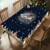 Toalha de Mesa Decorativa para Cena de Árvore de Natal Venda Quente Transfronteiriça Papai Noel Floco de Neve Boneco de Neve Impermeável Capa para Mesa de Jantar
