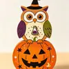 Decoraciones de Halloween Transfronterizas de Calabaza de Madera, Fantasma, Gato Negro, Adornos para Habitación, Escritorio, Decoraciones Festivas, Artesanías de Madera