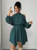 Comercio Electrónico Transfronterizo AliExpress Europa y América Amazon Vestido de Manga Larga Otoño Color Sólido