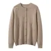 Jardim dos Sonhos Cardigã de Crochê Tridimensional Resistente com Gola Redonda em Cashmere para Mulheres, Suéter Macio e Aconchegante