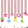 Decoración Navideña Collar Fluorescente Decoración Fiesta Navideña Infantil Cadena de Cuentas Árbol de Navidad de Dibujos Animados Alce Cadena de Cuentas Galvanizada