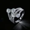 Anillo de Plata de Ley S925 de Moda Europea y Americana Transfronterizo Moissanita Azul de 2 Quilates Lujo Accesible de Nicho Anillo Personalizado Anillo de Boda