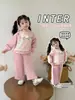 Conjunto de Sudadera Casual de Manga Larga y Pantalones de Pierna Ancha a la Moda para Niñas, Ropa de Otoño de Dos Piezas para Bebé Niña, Primavera y Otoño 2025