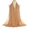 Novo Lenço de Cabeça de Chiffon com Pérolas e Strass para Mulheres, Lenço Longo com Corrente para Sorteio, Lenço Longo, Xale YS010