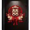 Pegatinas de Doble Felicidad para Boda para Dormitorio, Decoración de Habitación de Boda, Decoración de Flores para Ventana, Pegatinas de Pared Especiales, Carácter de Doble Felicidad para la Puerta, Suministros de Decoración para Boda