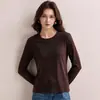 Lan Jing Tencel ModalGola redonda pequena 2026 novo top de base para outono para mulheres, camiseta para usar por baixo