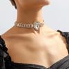 Collar Choker Corazón Retro de Lujo con Pedrería Estilo Europeo y Americano Exagerado Nicho Ins Trendy Dulce Cool