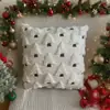 Capa de Almofada de Pelúcia de Natal Bordada com Floco de Neve para Sofá de Sala de Estar Capa de Almofada Decorativa para Festa