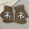 Ciclismo de Invierno Transfronterizo A Prueba de Frío y Cálido con Parte Superior Plegable de Felpa Estilo Japonés para Estudiantes Femeninas Guantes de Algodón sin Dedos Halloween Luminosos Invierno