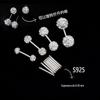 Moda S925 Prata Shambhala Cerâmica Lama Bola de Diamante Cheia Orelha Prego Punção Parafuso Orelha Prego Dois Fios Agulhas Finas