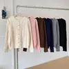 Cardigan Chaqueta de Punto Trenzado Holgado Adelgazante Estilo Coreano Nuevo Primavera/Otoño Mujer Cuello Redondo Versátil Casual Top de Punto