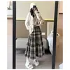 Falda Plaid de Lana Retro para Mujer, Nueva Falda Midi de Línea A Adelgazante de Cintura Alta Otoño 2026 con Capas