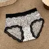 Nuevas bragas sexys de encaje con estampado de leopardo estilo francés para mujer, puro deseo caladas con fuelle de algodón amigable con la piel, bragas de comercio exterior para mujer