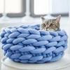 Cojín de algodón súper grueso con relleno de corazón tejido a mano para cama, perrera para gatos y perros, bolsa de material tejido DIY con giro de lana de algodón con leche.
