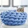 Cojín Almohada de Algodón Relleno de Corazón Tejido a Mano Ultra Grueso Contorno de Cama Nido para Gato y Perro Bolas de Lana de Algodón de Leche Paquete de Materiales de Tejido DIY