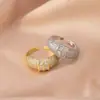 Anillo Pesado Completamente Incrustado de Diamantes para Hombres y Mujeres, Estilo Vintage, Sensación de Alta Gama, Diseño Abierto, No se Desvanece, Lujo Ligero, Anillo Versátil