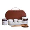 Conjunto de chá de viagem de porcelana branca jade gordura de carneiro de Dehua, um bule e quatro xícaras, portátil para exterior, xícara rápida, presente personalizado, luxo leve, requintado