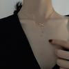 Collar chapado en plata s925 para mujer, estilo coreano, fresco, con bonito lazo de diamantes, cadena de cuentas sencilla y ligera.