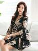 Vestido Estampado Retro Ropa Femenina Transfronteriza Verano 2025 Nuevo Celebridad Coreana Vestido de Campana con Cordones