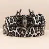 Cinturón Original con Hebilla de Araña de Pedrería Serie Leopardo Y2K Cinturón Decorativo Punk para Mujer con Decoración Yabi Cinturón