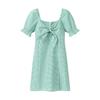 Vestido de xadrez com nó no peito, estilo europeu e americano, para exportação AliExpress, ZR, novo, explosão de vendas, cores adicionais