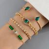 Pulseiras Transfronteiriças Europeias e Americanas, Conjunto de Pulseiras de Coração Cravejadas de Diamantes com Esmeralda Imitada para Mulheres, Joias Personalizadas em Formato de Cobra por Atacado