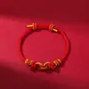 Festival do Meio do Outono Ano do Zodíaco Pulseira de Fio Vermelho para Casal Versátil Trazedor de Sorte Estilo Chinês Feito à Mão Trançado Fio Colorido Nó de Sela Corda de Mão