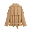 Ropa de Mujer Transfronteriza Primavera y Otoño 2026 Moda Europea y Americana Gabardina de Doble Botón Holgada de Cuello Alto con Cinturón para Mujer A77055