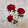 Nueva pintura al óleo de 3 cabezas con diseño de rosa para boda, hotel, camino de entrada, hogar, sala de estar, decoración suave, flor falsa, rosa púrpura oscuro