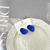 Novos Brincos Klein Azul Oval Gota de Óleo Estilo Coreano Francês Elegante Emagrecedor Argola S925 Agulha de Prata para Mulheres Tendência