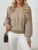 Amazon Fashion Suéter de Punto con Cuello Redondo para Mujer Comercio Transfronterizo Tejido de Canalé Color Sólido Versátil Casual