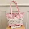 Bolso de Tote Grande de Cuadros con Lazo Retro Moda para Mujer Versátil Simple Sensación de Alta Gama Bolso de Hombro Único